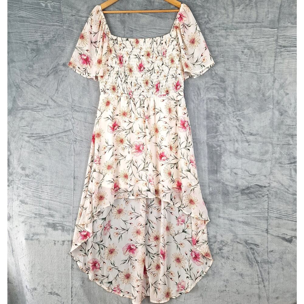 Womens Dress‎ XXL Romantic Floral Coquette Sheer Hi Low Fairy Feminine Bloomcore